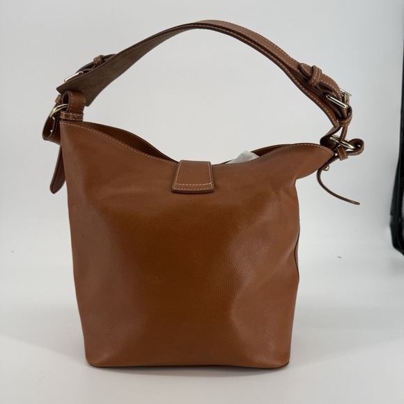 Dooney & Bourke Lily Bucket Bag Pebble Leather Shoulder Bag Caramel Equestrian - Picture 2 of 10